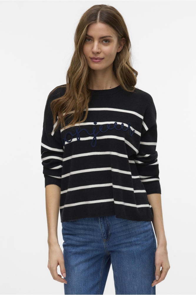 VMARIA BONJOUR LS O-NECK PULLOVER G 10322312 BLACK/W. BIRCH S